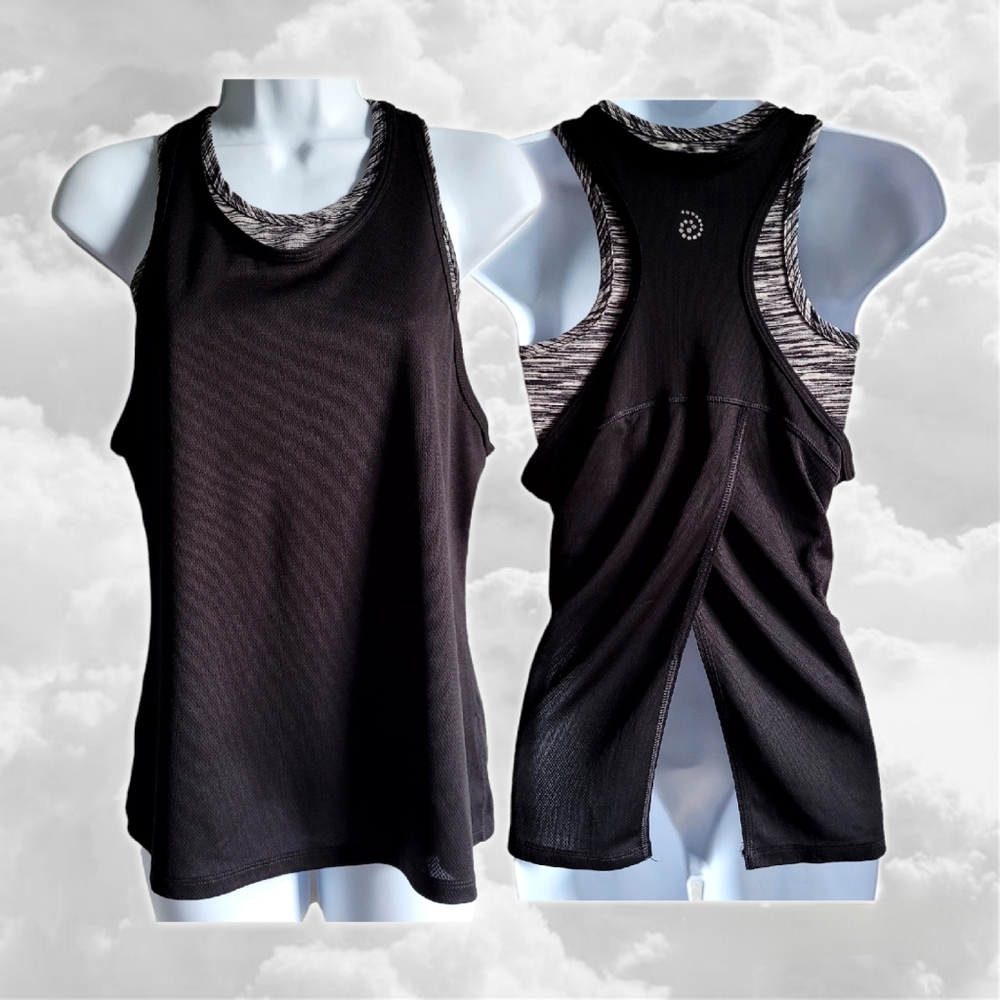 be inspired Black & Gray Built-In Sports Bra Racerback Tank Top